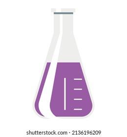 Chemische Flasche halb flache Farbe Vektorobjekt. Großer Artikel auf Weiß. Messen von Chemikalien. Laborgeräte einfache Cartoon-Style-Illustration für Web-Grafik-Design und Animation