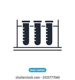 Matraz de química. icono del tubo de prueba. Plantilla de símbolo de elemento de ciencia para la ilustración vectorial de la colección de diseño gráfico y web