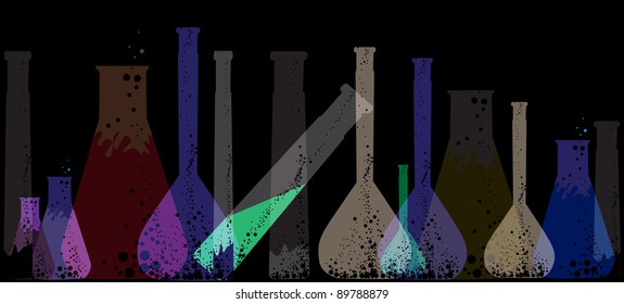 Chemistry flasks test tubes and chemical laboratory (glass vial)