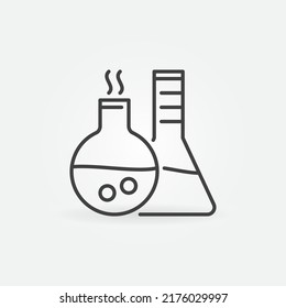 Chemistry Flasks vector Biotechnology concept icon or sign in outline style 