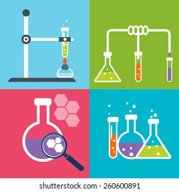 Chemistry flat icons set