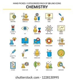Chemistry Flat Line Icon Set - Business Concept Icons Design