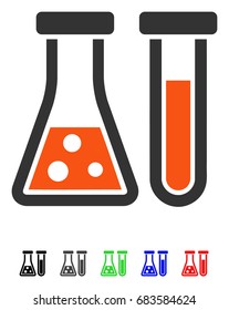 Chemistry flat vector pictograph with colored versions. Color chemistry icon variants with black, gray, green, blue, red.