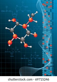 chemistry formula background with atomic structure