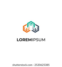 Chemistry formula hexagon icon logo	