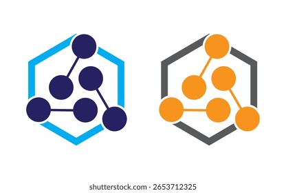 Ícone de fórmula química Neuron logo cell DNA network vetor.