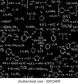 Chemistry formulas. Seamless abstract background. Vector illustration.