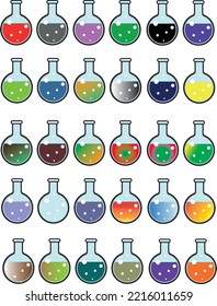 Chemistry glass boron flasks different colors