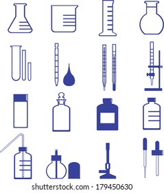 chemistry glassware and tools vector such as flask, dropper, test tube