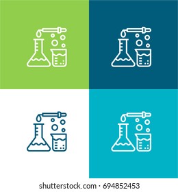 Chemistry green and blue material color minimal icon or logo design