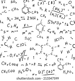 Chemistry hand draw background. Seamless Vector illustration
