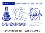 Chemistry hand drawing vector set illustration on white background