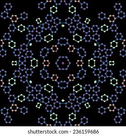 Chemistry hexagon molecules seamless pattern vector illustration