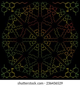 Chemistry hexagon THC-molecule-based seamless pattern vector illustration