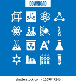 chemistry icon. 16 chemistry vector set. oil refinery, dna, flask and molecules icons for web and design about chemistry theme