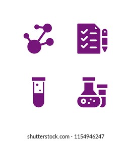 chemistry icon. 4 chemistry set with lab, test, chemical bond and test tube vector icons for web and mobile app