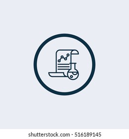 Chemistry icon. Bulb symbol with drops. Laboratory glass. Flat icon