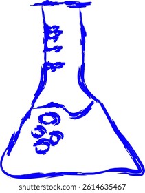 chemistry icon in doodle style. blue line scribble icon