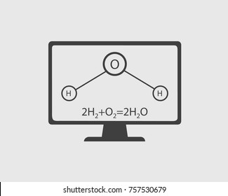 Chemistry Icon.
General Equation and Structural Equation of Water with Computer Screen.