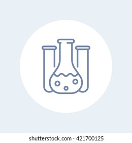 Chemistry icon isolated on white, lab glass test tube, chemistry lab line icon, vector illustration