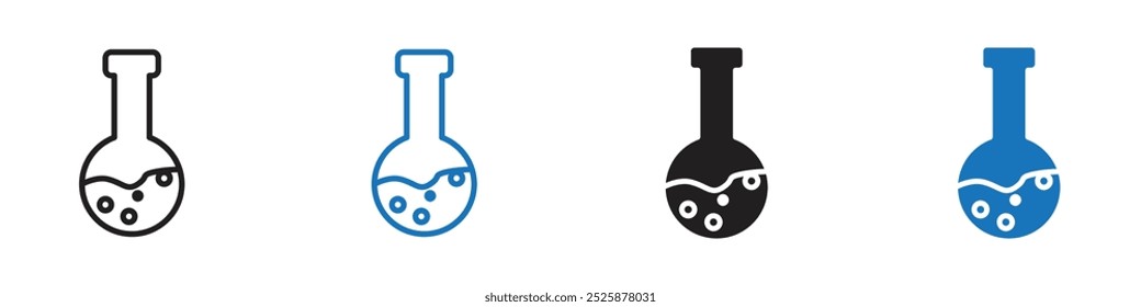 Conjunto de gráficos lineales de íconos de química Vector en negro