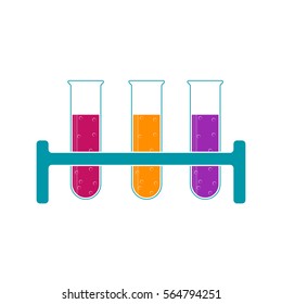 Chemistry icon. Liquid in laboratory test tubes. Vector illustration.