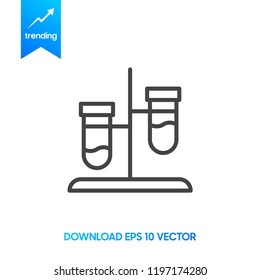 Chemistry icon or logo - vector science technology symbol made of lab glass test tube and formula
