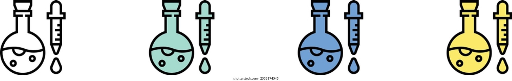 chemistry icon. Outline, Green, Blue and Yellow Style Design Isolated On White Background