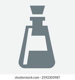 Chemistry icon, science, laboratory, experiment, flask, molecule, research, education symbol.