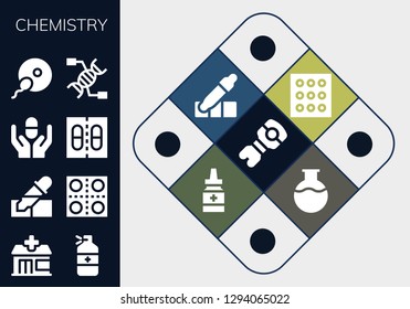  chemistry icon set. 13 filled chemistry icons. Simple modern icons about  - Stem, Pharmacy, Medicine, Pipette, Pills, Pill, Fertilization, Dna, Drugs, Eyedropper, Flask