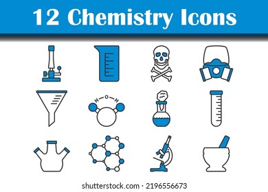Chemistry Icon Set. Editable Bold Outline With Color Fill Design. Vector Illustration.