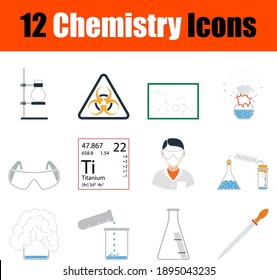 Chemistry Icon Set. Flat Design. Fully editable vector illustration. Text expanded.
