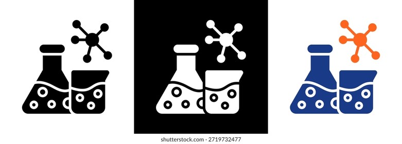 Conjunto de iconos de química Ilustración vectorial de glifos