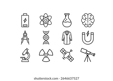 Chemistry icon set line art 