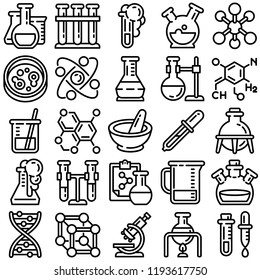 Chemistry icon set. Outline set of chemistry vector icons for web design isolated on white background