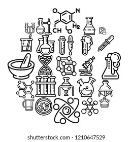 Chemistry icon set. Outline set of chemistry vector icons for web design isolated on white background