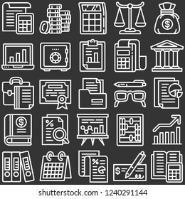 Chemistry icon set. Outline set of chemistry vector icons for web design isolated on gray background