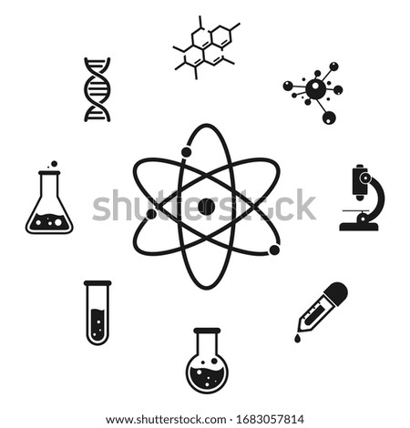 Chemistry icon set. Science laboratory icons on white background. vector 
Illustration