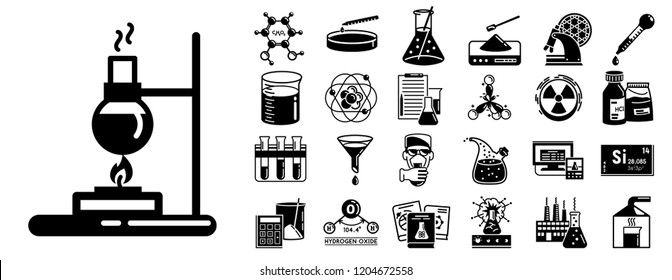 Chemistry icon set. Simple set of chemistry vector icons for web design on white background