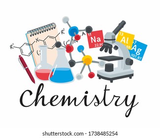 Chemistry Icon. A set of subjects for designating school discipline