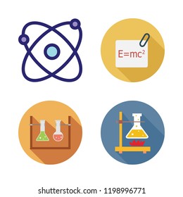 chemistry icon set. vector set about atomic, flasks, physics and flask icons set.