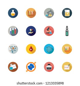 chemistry icon set. vector set about molecules, test tubes, physics and ink icons set.