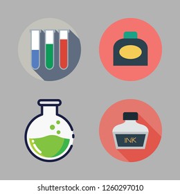 chemistry icon set. vector set about ink, test tubes and poison icons set.