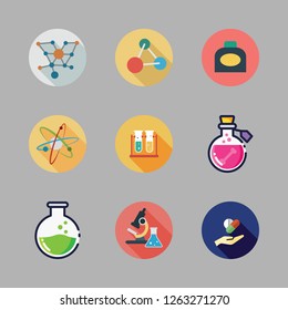 chemistry icon set. vector set about test tubes, ink, physics and science icons set.