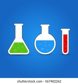 Chemistry icon set. Vector illustration of icon beaker.