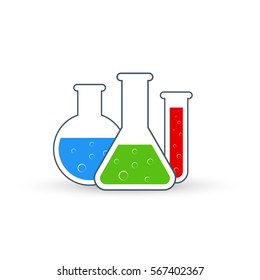Chemistry icon set. Vector illustration of icon beaker.
