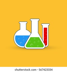 Chemistry icon set. Vector illustration of icon beaker.