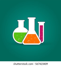 Chemistry icon set. Vector illustration of icon beaker.