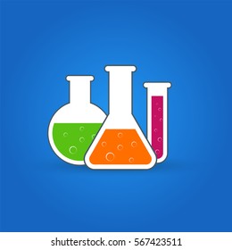 Chemistry icon set. Vector illustration of icon beaker.