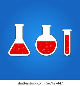 Chemistry icon set. Vector illustration of icon beaker.
